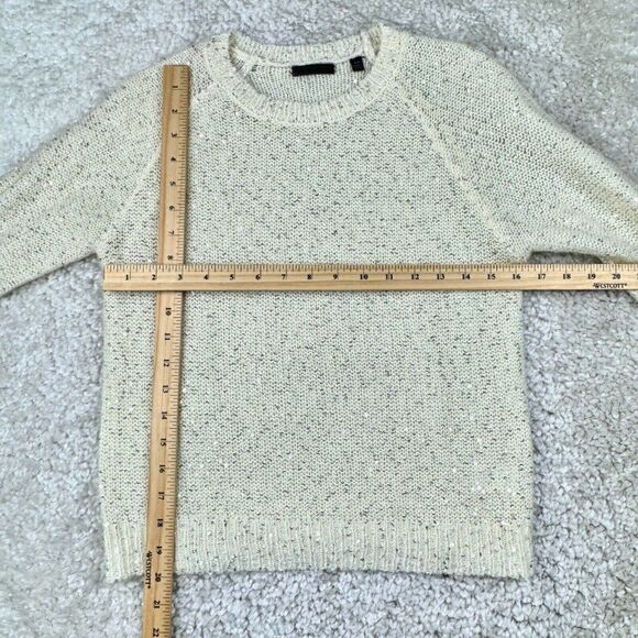 ATM Sequin Crew Neck Alpaca Wool Blend Raglan Sweater Ivory - Picture 7 of 8